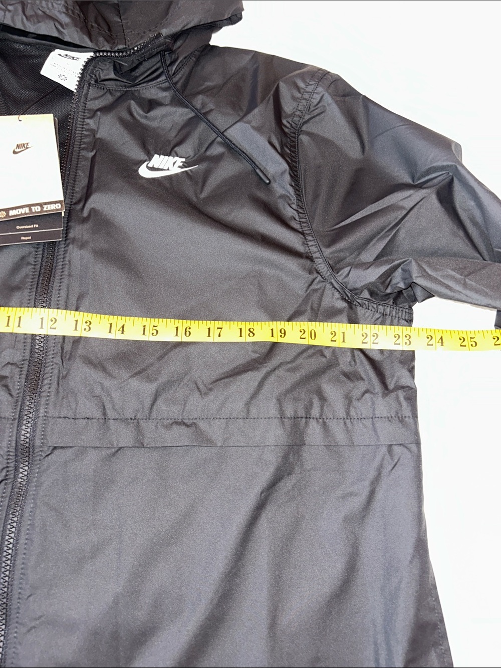 Nike Black Hooded Windbreaker Jacket with White Swoosh - Picture 11 of 16